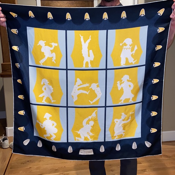 ๐ฎ๐น BVLGARI VINTAGE Italian Luxury Silk Scarf BULGARI x Davide Pizzigoni Shawl - Picture 2 of 14